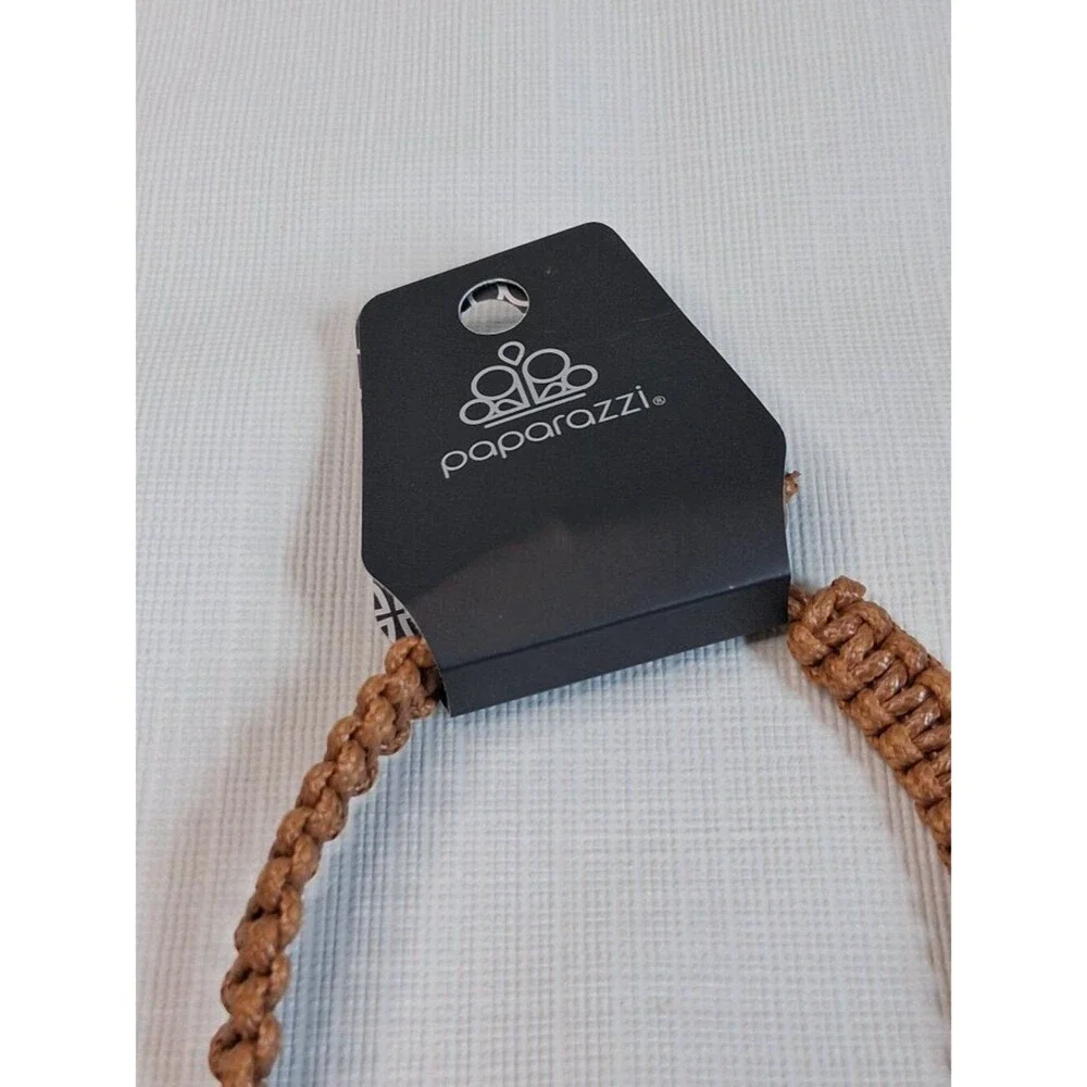 Paparazzi Brown Brass Tone Offshore Drifter Unisex Braided Cord Fashion Necklace